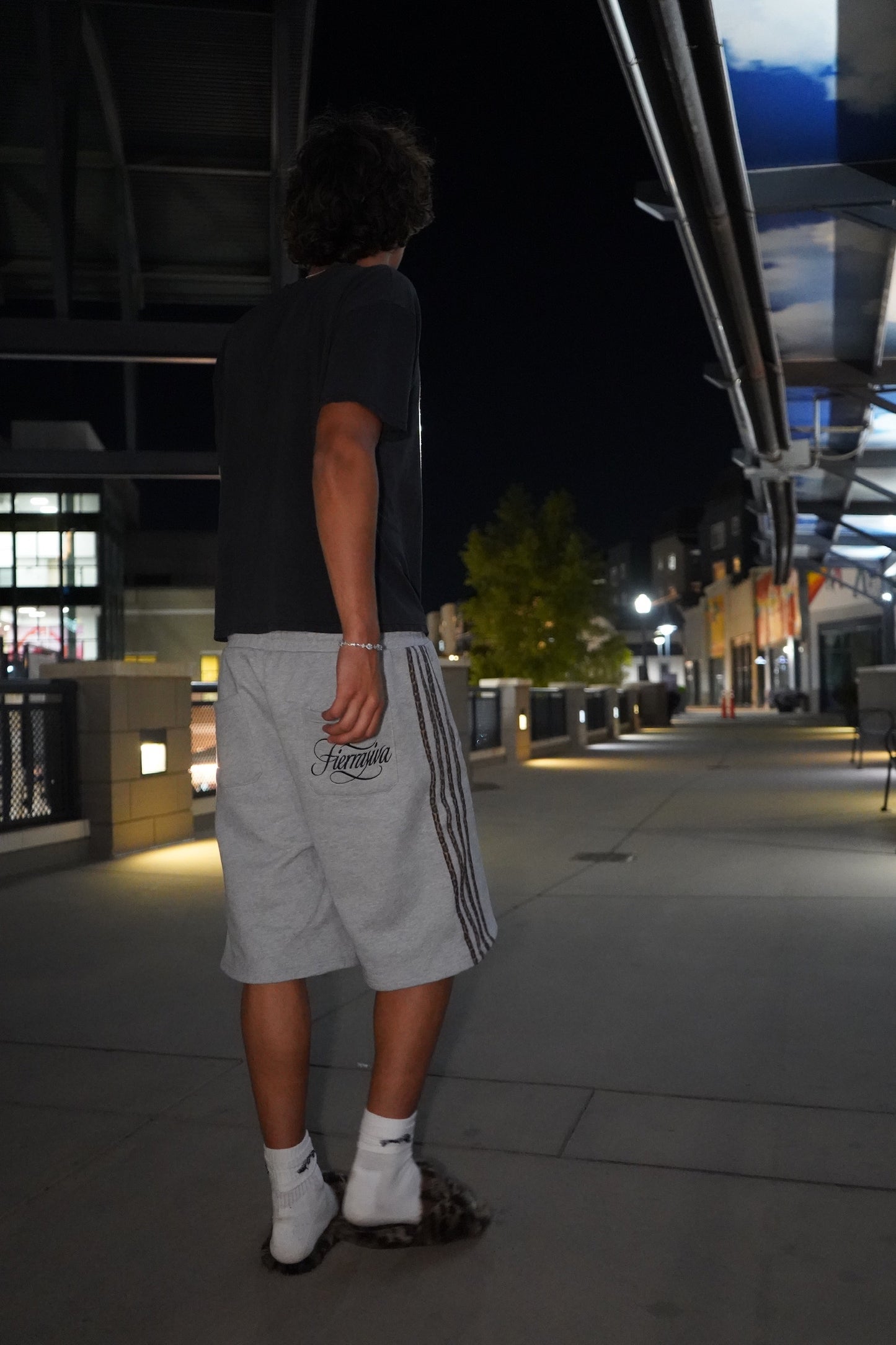 Grey Leopard Sweat Shorts