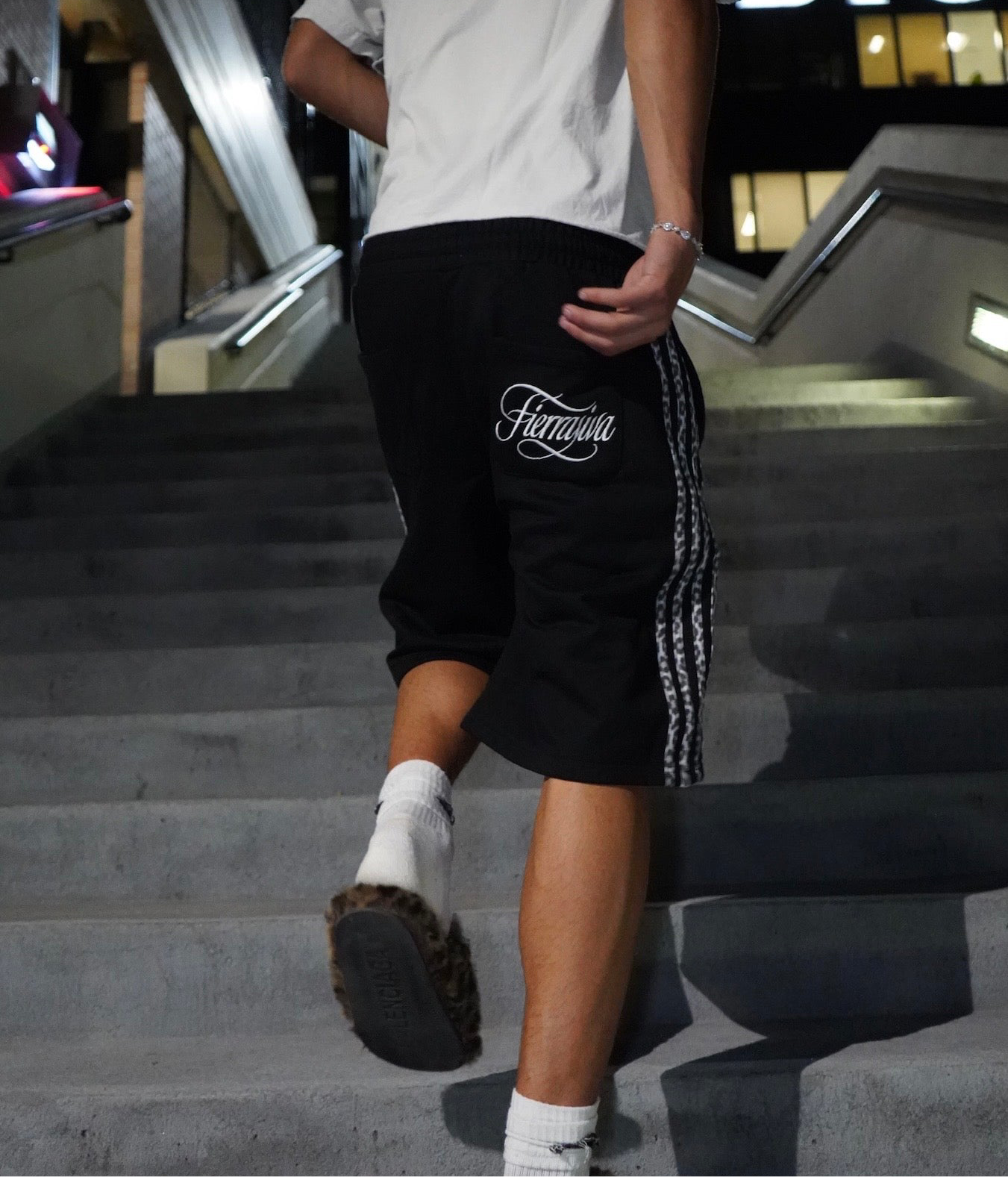 Black Leopard Sweat Shorts