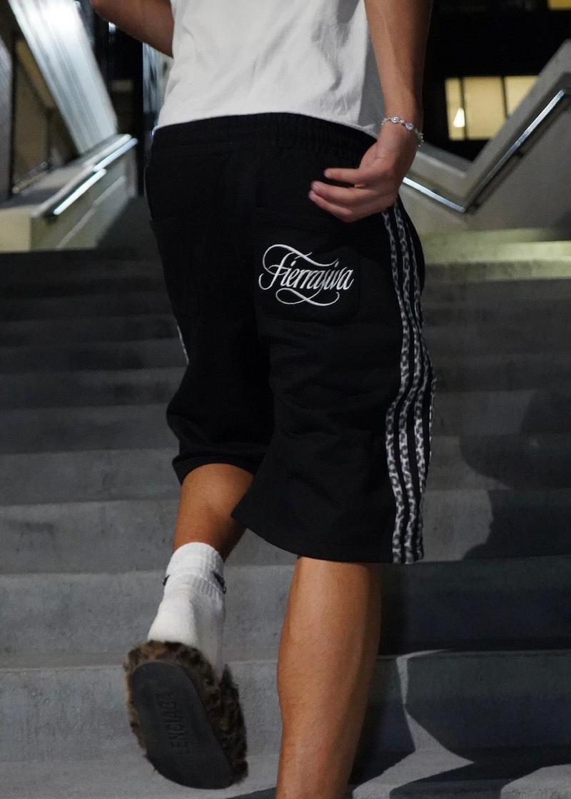 black leopard sweatshorts