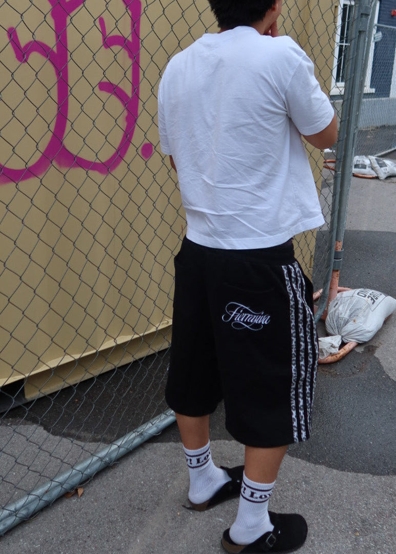 black leopard sweatshorts